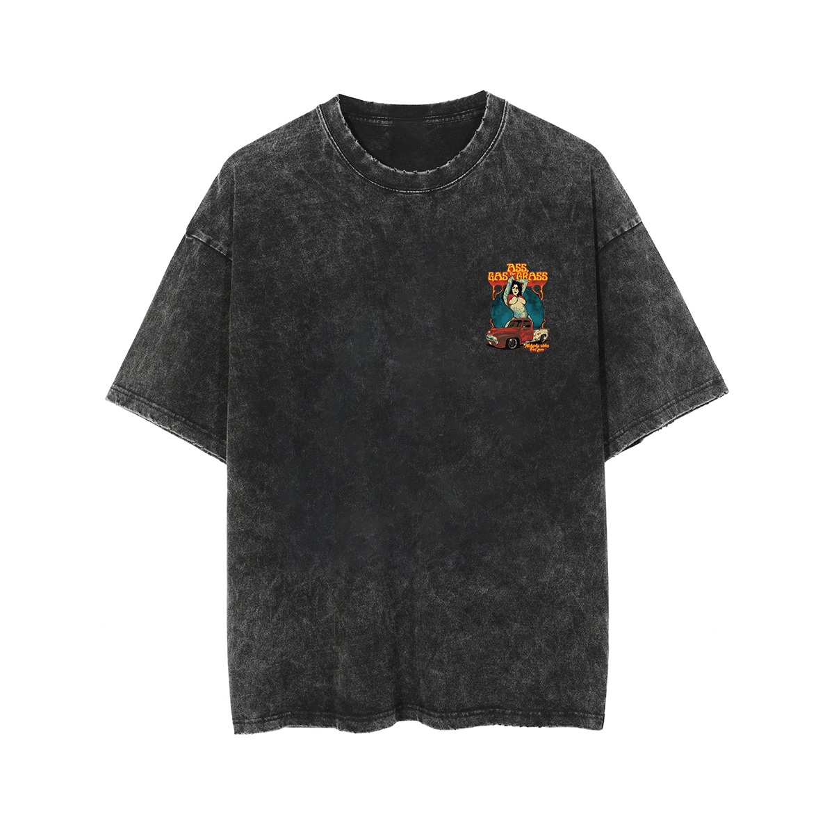 ASS GAS OR GRASS Sexy Lady Print Men's Washed T-shirt