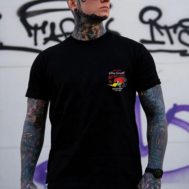 GENUINE CLAY SMITH RACING CAMS HORSEPOWER ATTITUDE Print Men's T-shirt