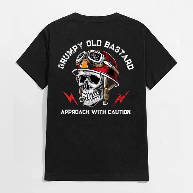 GRUMPY OLD BASTARD Skull Black Print T-Shirt