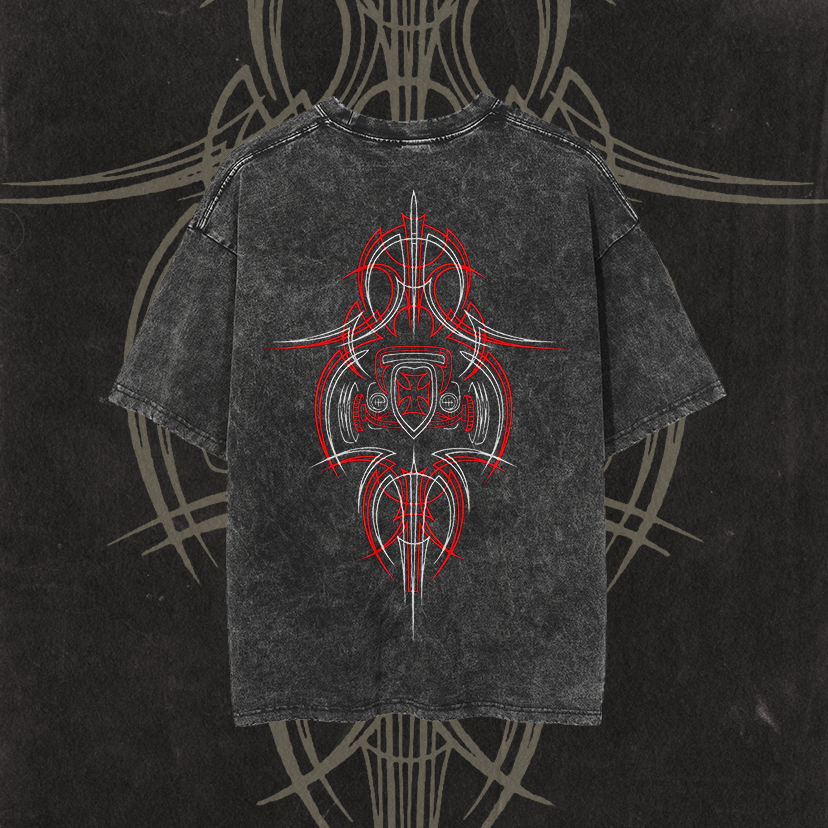 Phantom Pinstripe Classic Car Print Men's Washed T-shirt