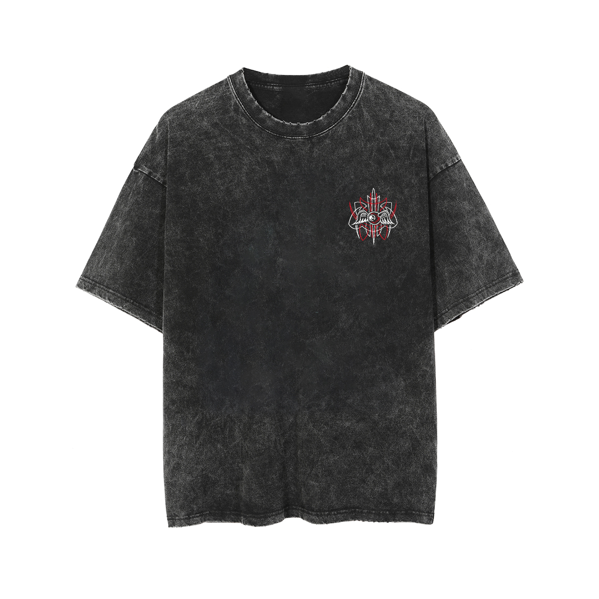 Flying Eyeball Phantom Pinstripe Print Men's Washed T-shirt