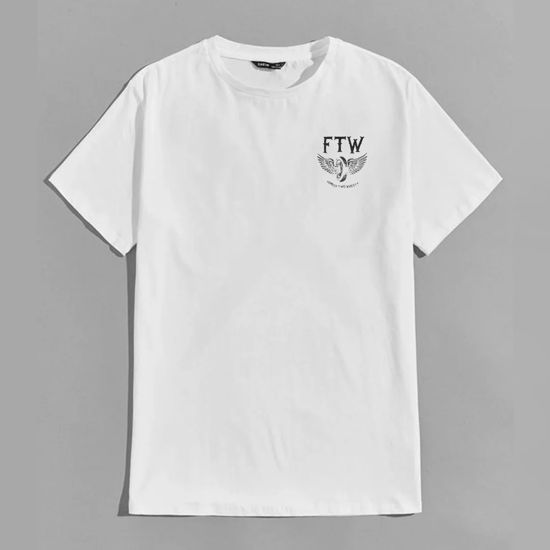 FTW FOREVER TWO WHEELS Angel Wings Graphic Print T-shirt