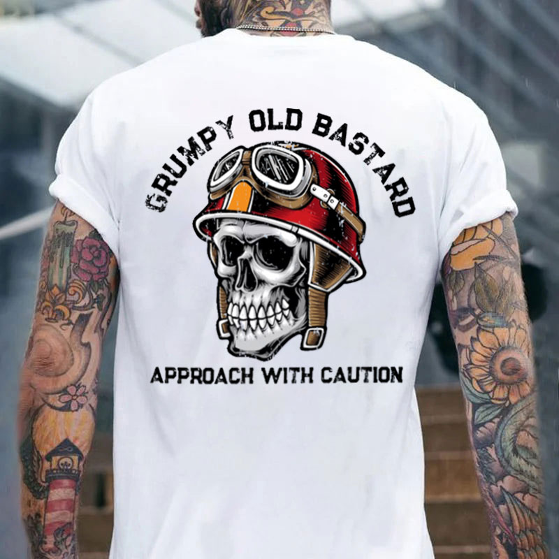 GRUMPY OLD BASTARD Skull Black Print T-Shirt