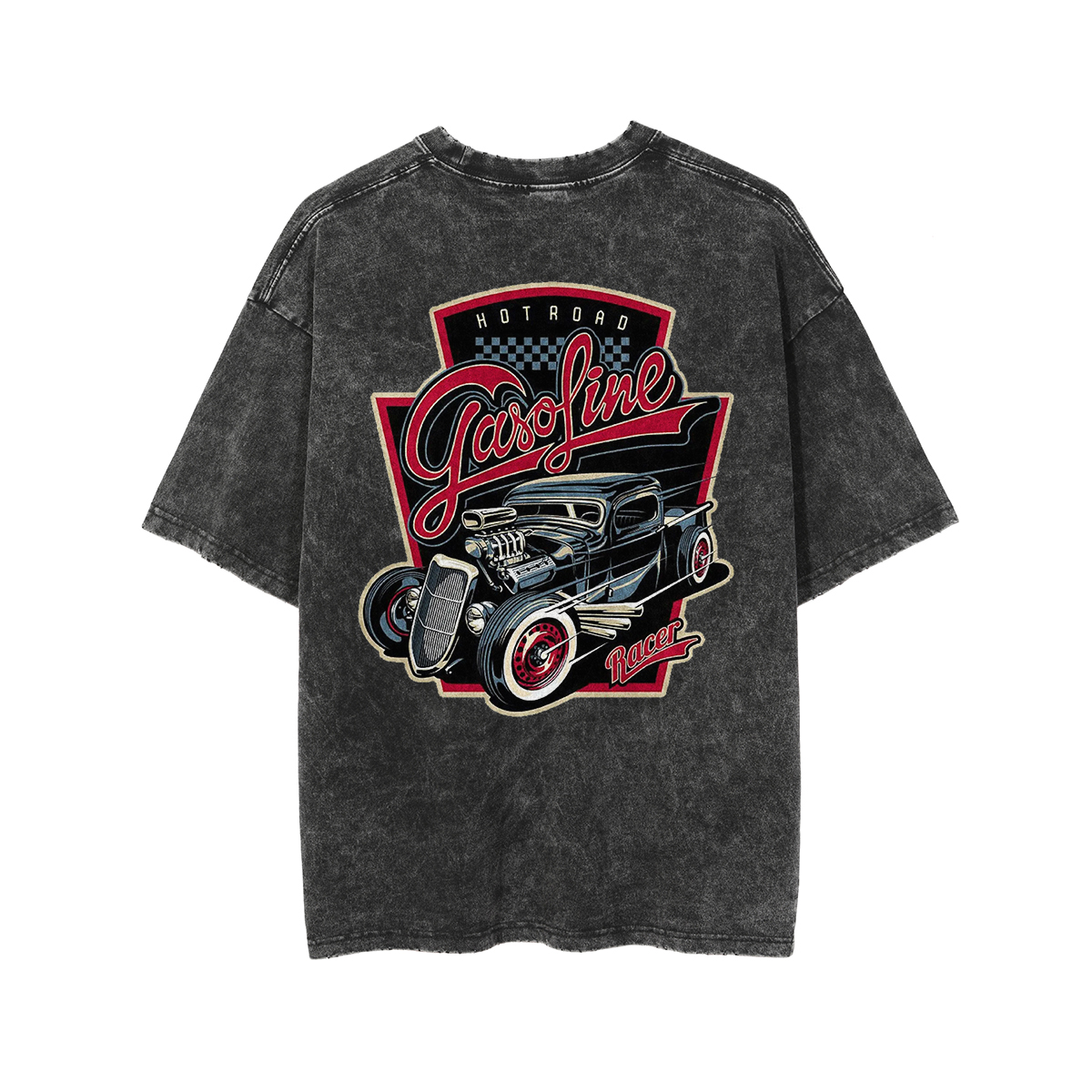 HOT ROAD GASOLINE RACER Classic Car Print Men's Washed T-shirt