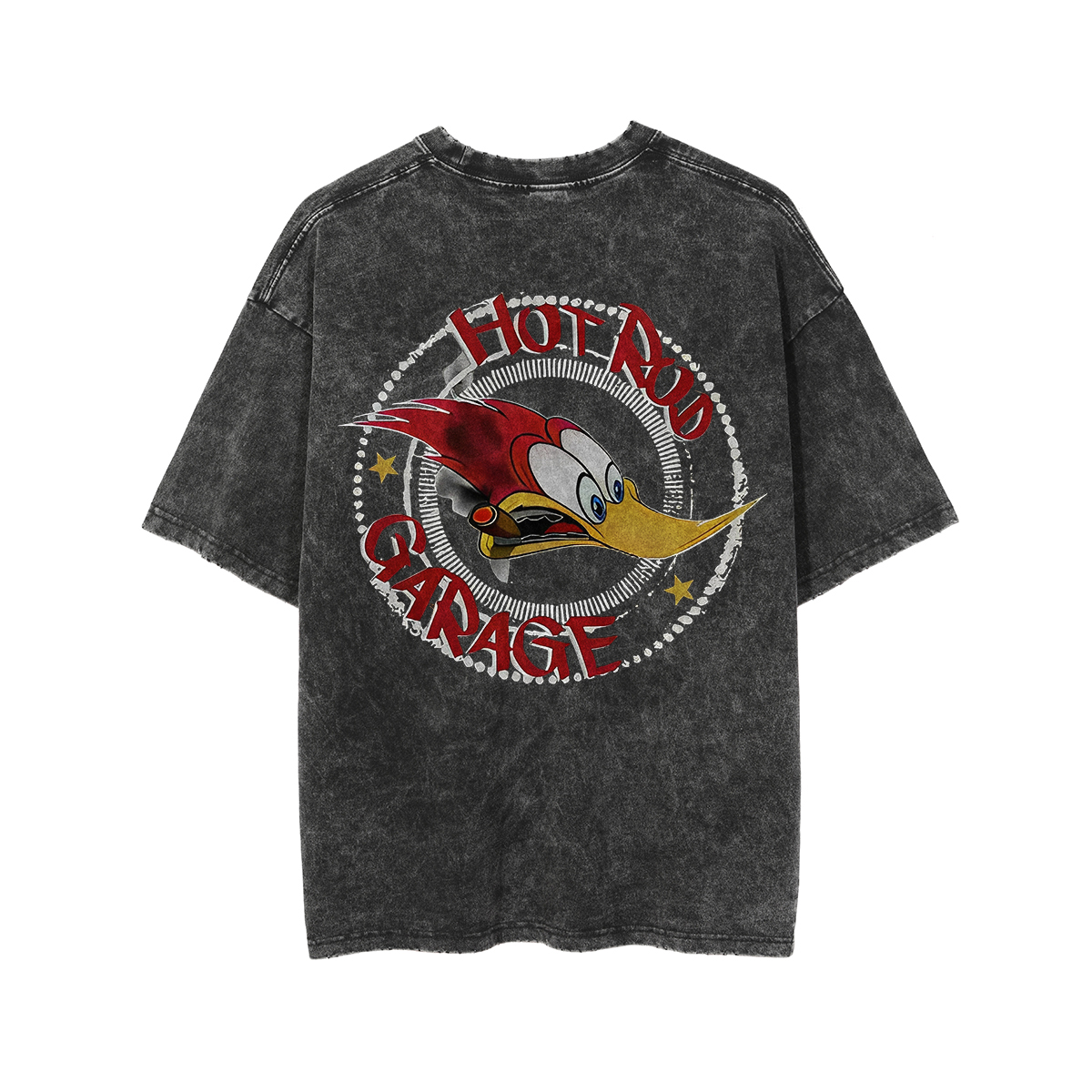 HOT ROD GARAGE White Print Washed T-shirt