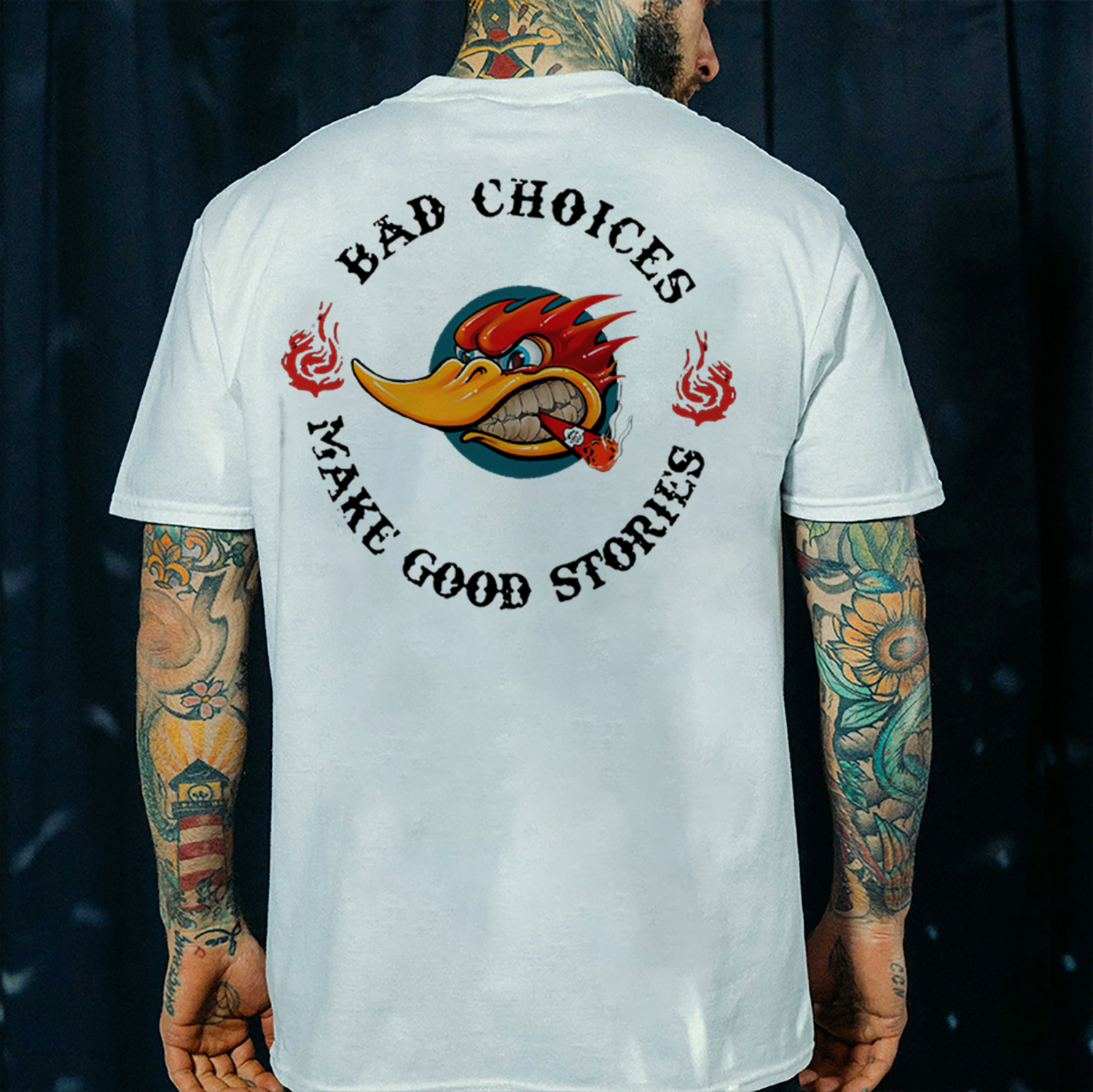 BAD CHOICES MAKE GOOD STORIES Hot Rod Bird Print Men's T-shirt