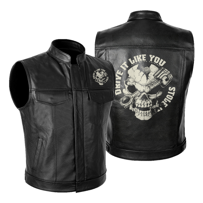 Drive It Like You Stole It Leather Motorcycle Vest