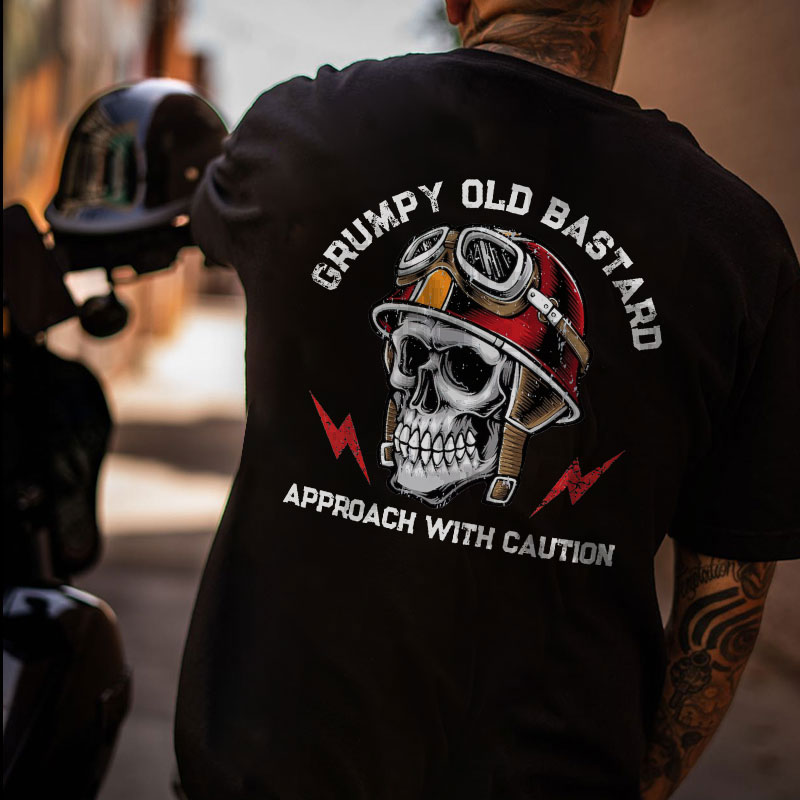 GRUMPY OLD BASTARD Skull Black Print T-Shirt