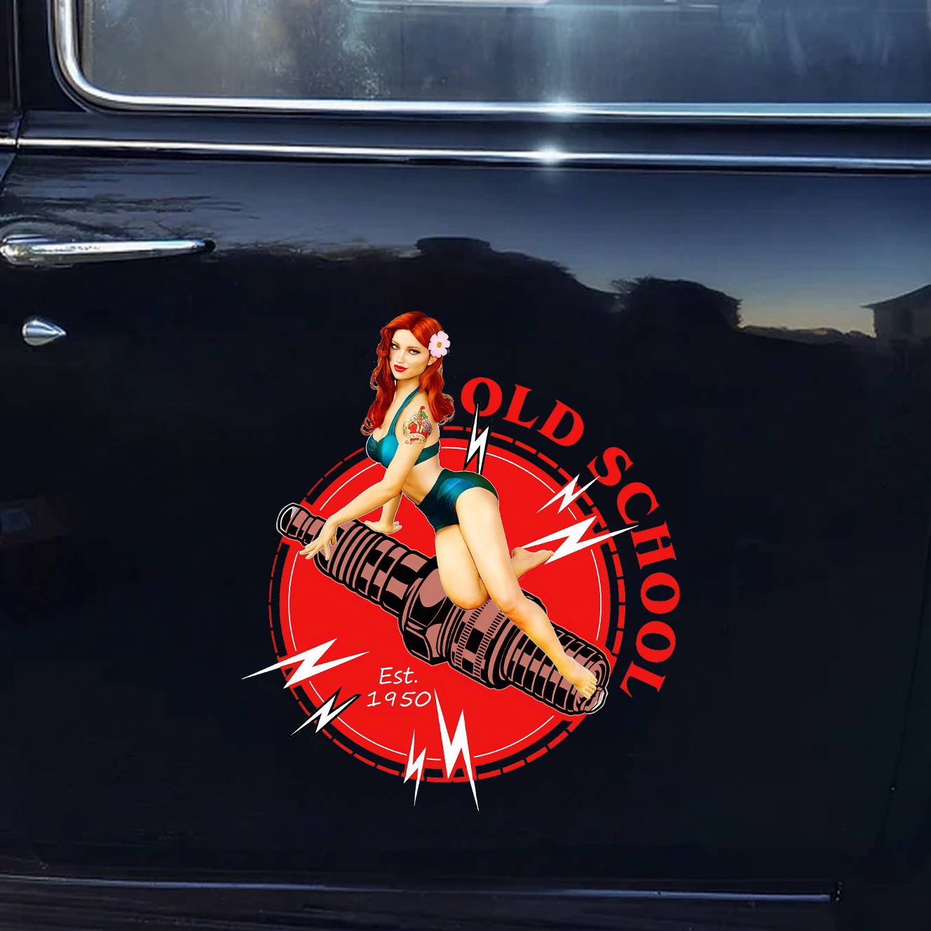 Old School Est. 1950 Car Sticker