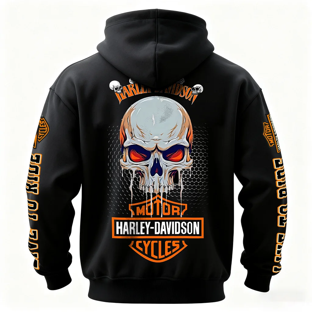 Harley-Davidson Dripping Skull Printed Men's Hoodie
