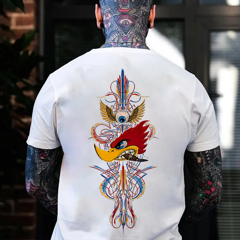 Phantom Pinstripe Hot Rod Bird Von Dutch Cultural Totem Print Men's T-shirt