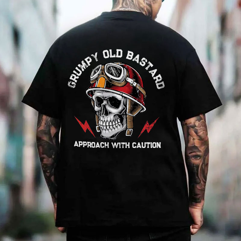 GRUMPY OLD BASTARD Skull Black Print T-Shirt