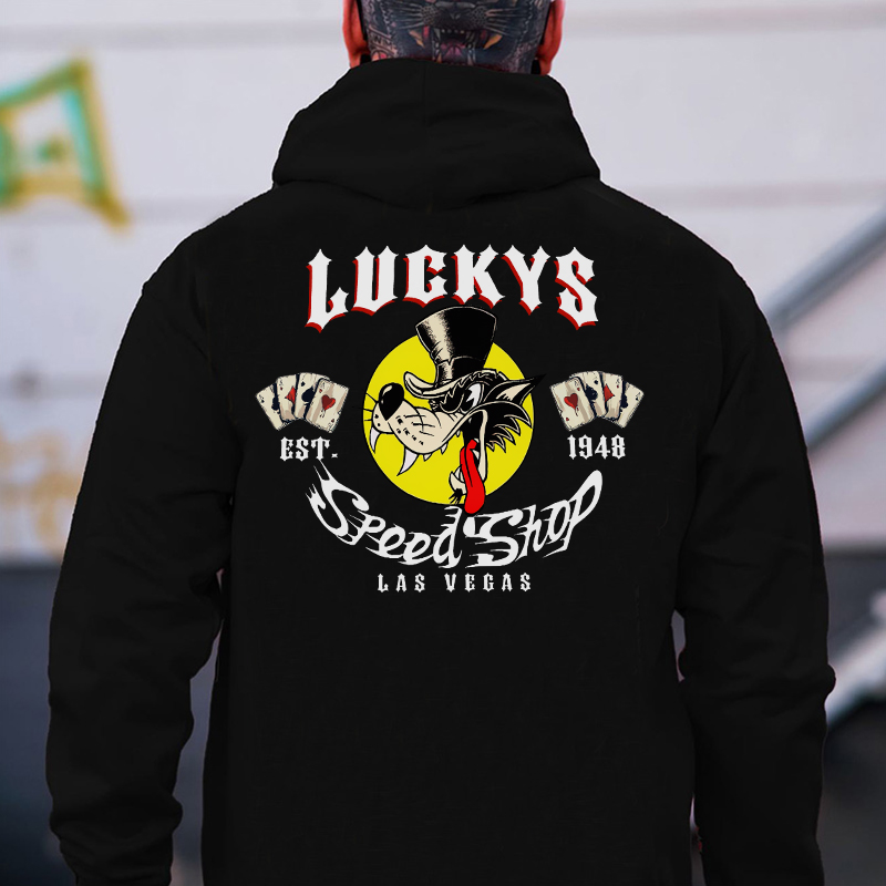 LUCKYS SPEED SHOP Big Wolf Print Men's Hoodie