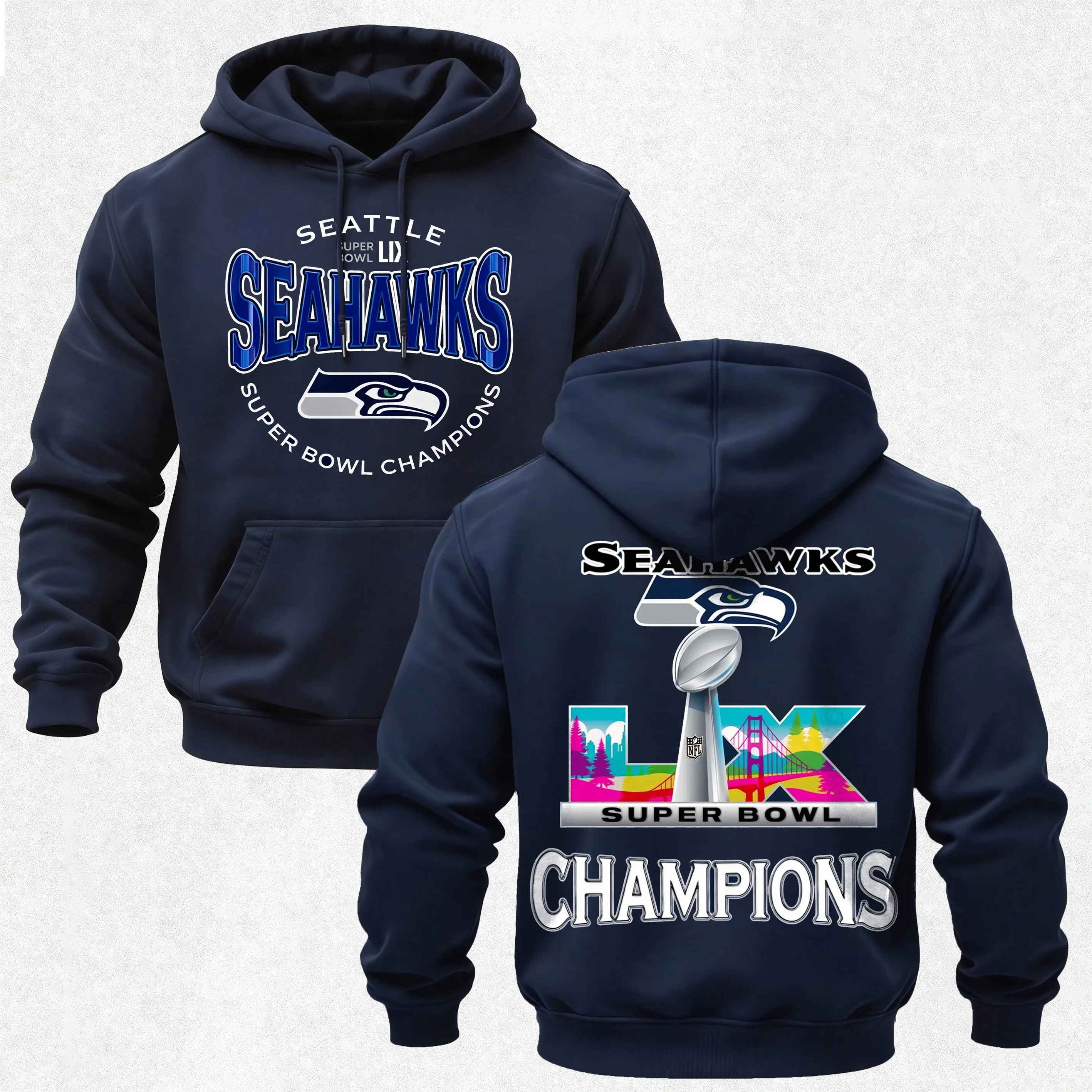 Seahawks Super Bowl Champions Printed Men's Hoodie
