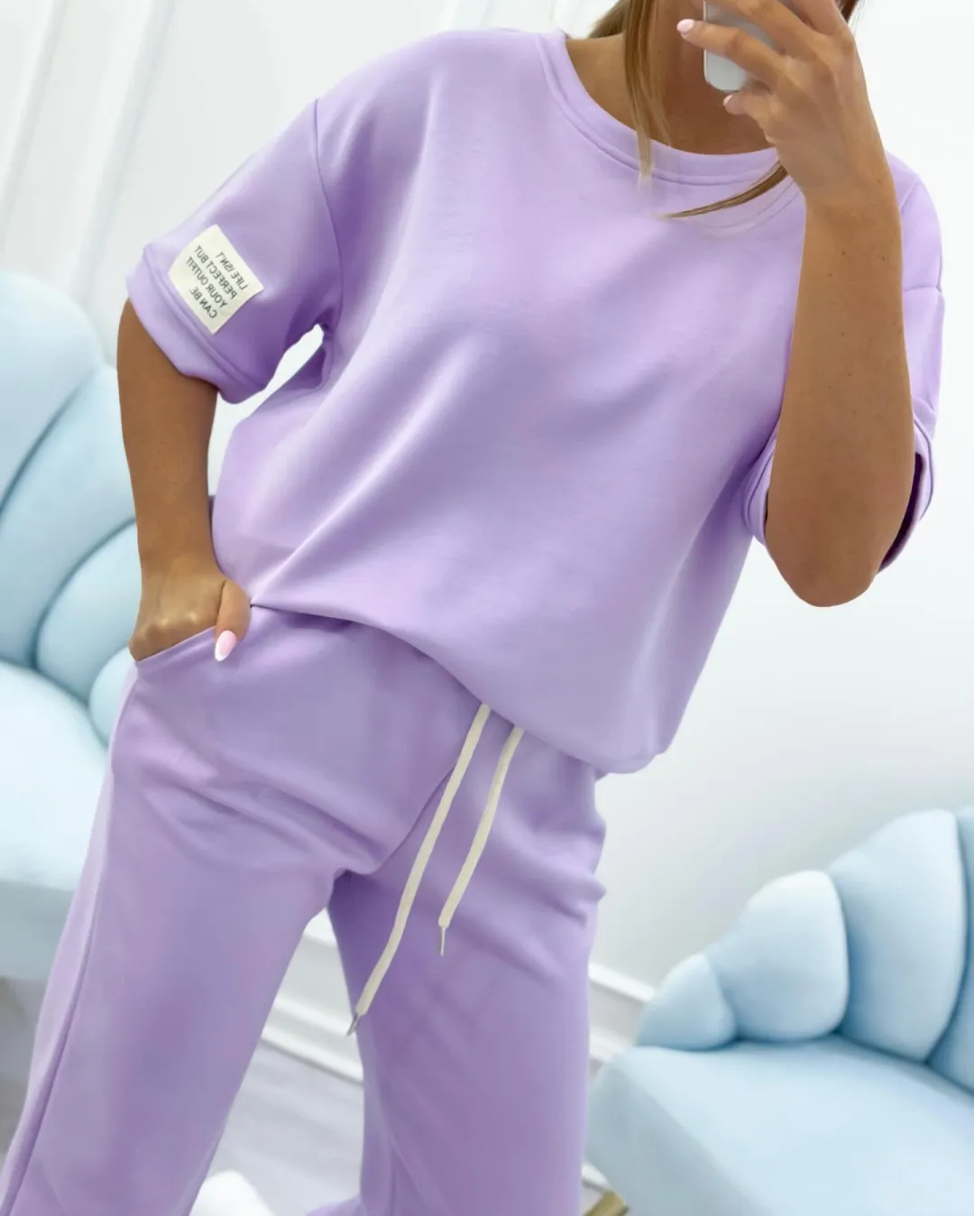 ⏳ Limited-time offer! ⏰ Women's casual set, including a solid color top and trousers.