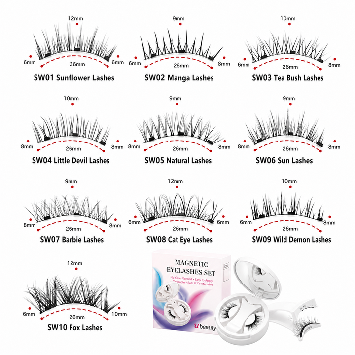 Magnetic False Eyelash Series | No Glue Required • Instant Application • Built-in Eye-Brightening Effect
