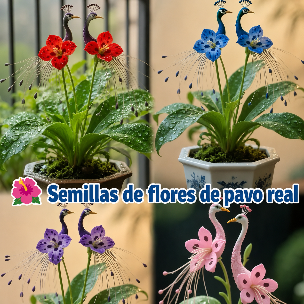 🌸 Semillas raras de flor de pavo real — fáciles de cultivar y con colores hermosos. 🌿