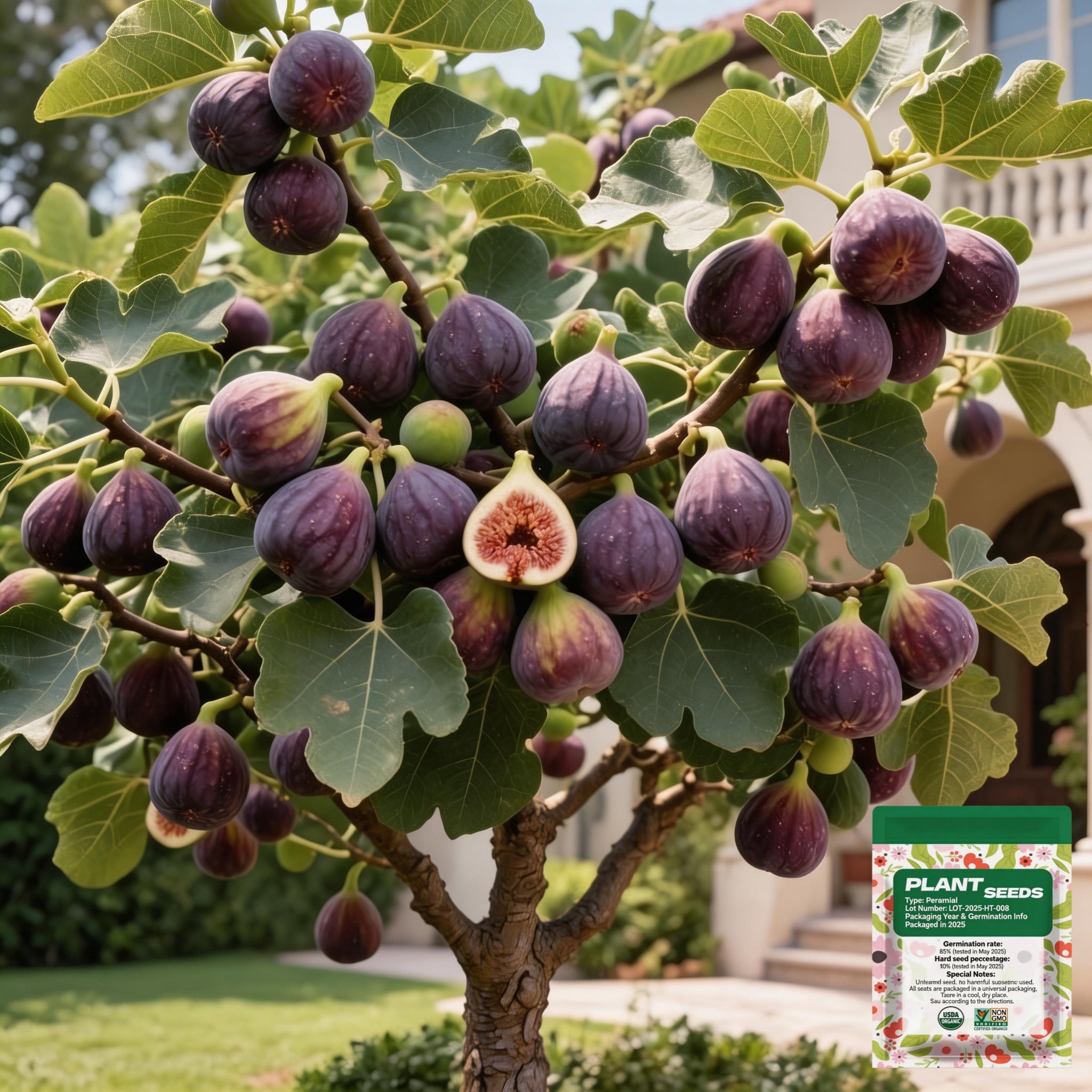 🏆Over 65,000 SOLD!🌿Mission Fig Tree Live Plant Seeds – Easy to grow on your porch and balcony at home