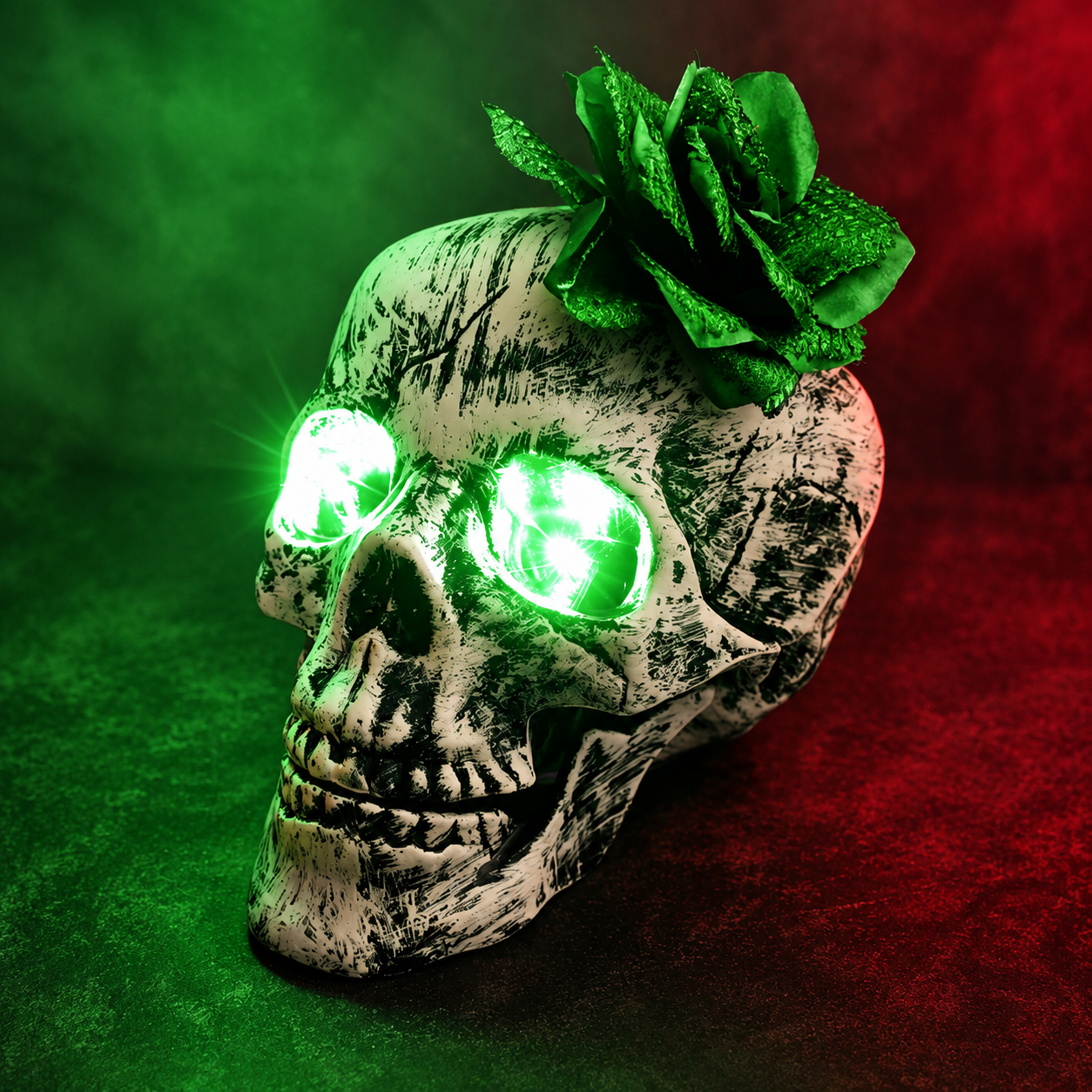 👻Solar-Powered Halloween Skull & Skeleton Hands Garden Decor | Auto Light-Up Yard Display