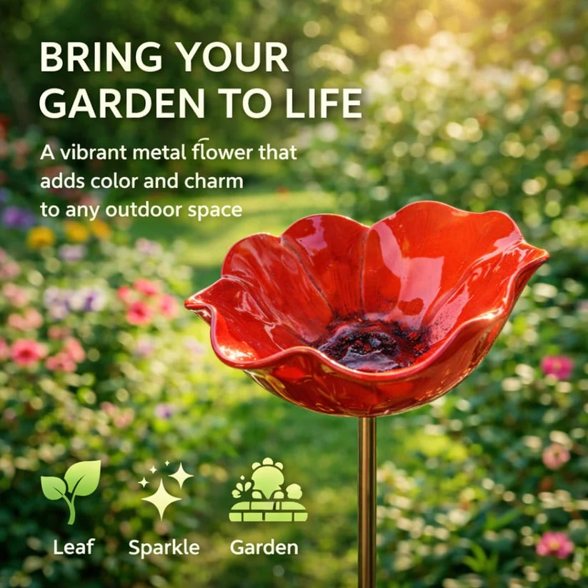 🔥Last Day 60% OFF🔥Handmade Metal Flower Garden Stake Bird Bath
