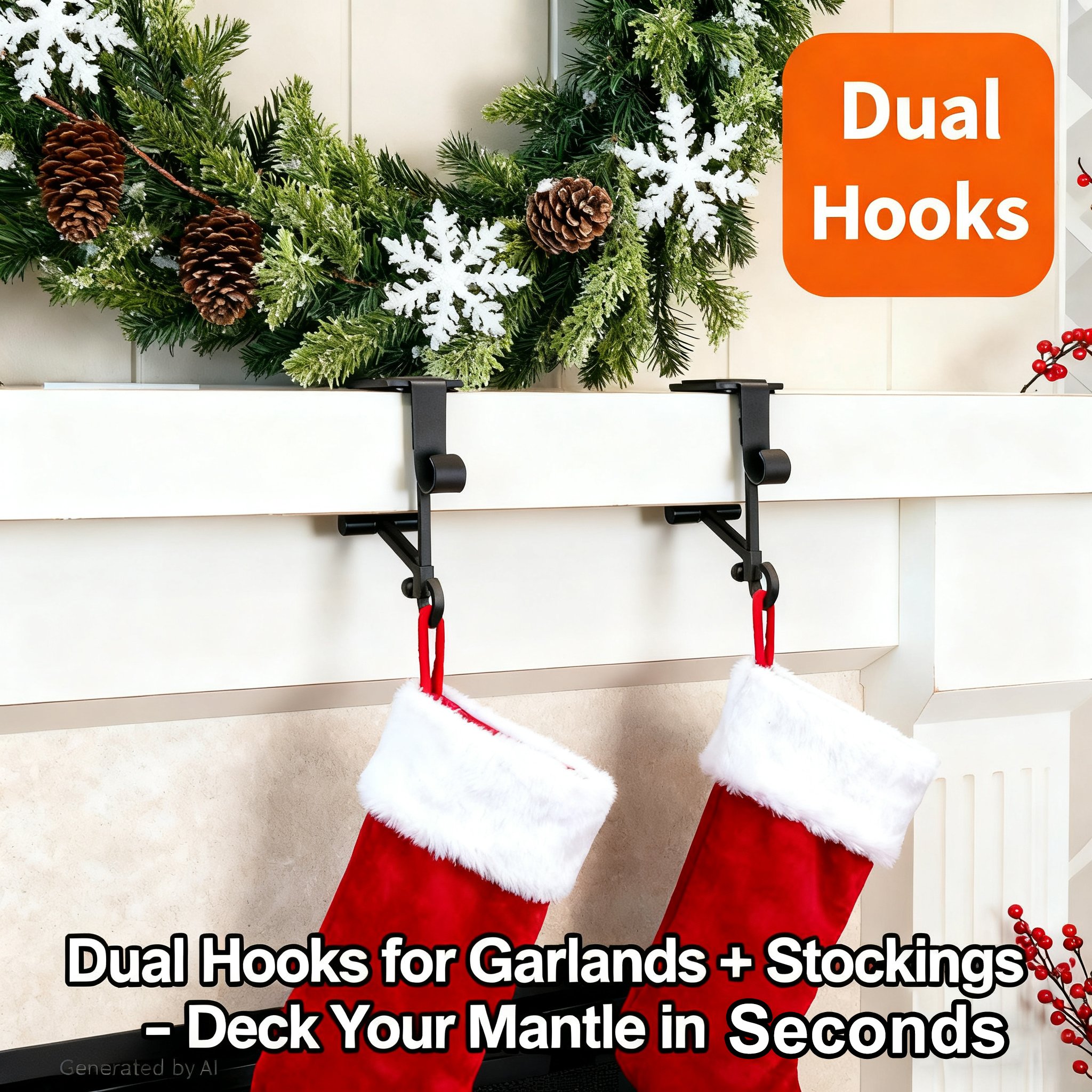 2026 Christmas Sale 50% OFF | Fireplace Stocking and Garland Hanger