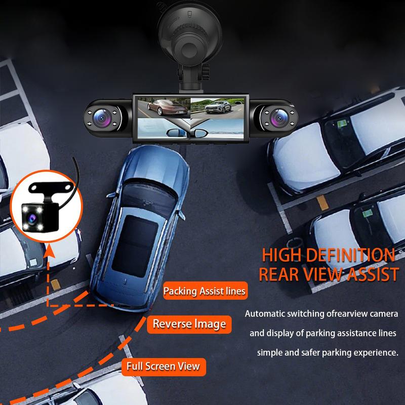 WHATOOK 4 Channel Car Dash Cam,1080P Car DVR with 64GB Memory Card,Car Video Surveillance with Night Vision,Parking Mode Car DVR Hd Screen Front Rear Left And Right dashcam
