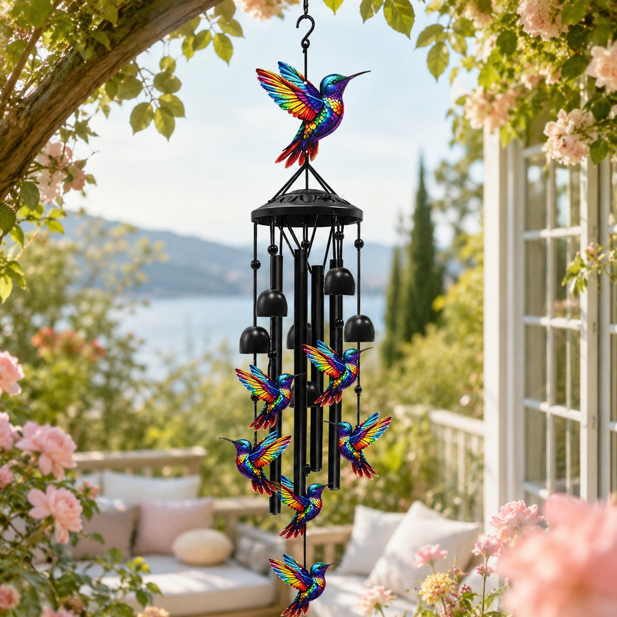 🔥Last Day 70% OFF🐦Vintage Colorful Hummingbird Wind Chime with Metal Tubes and Bells