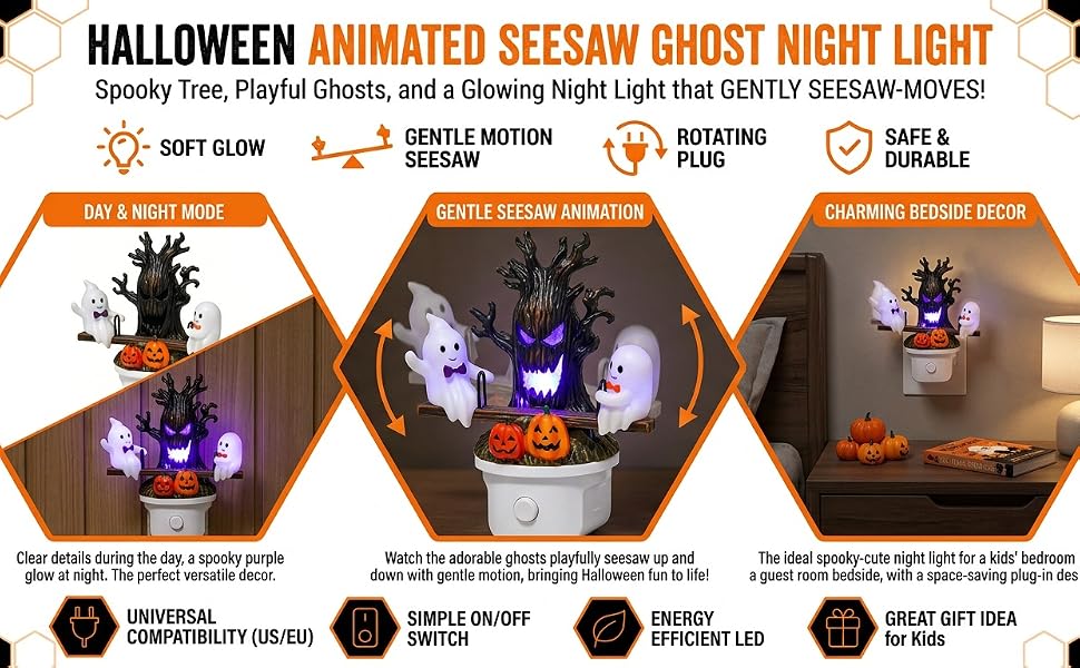Halloween Animated Seesaw Ghost Night Light
