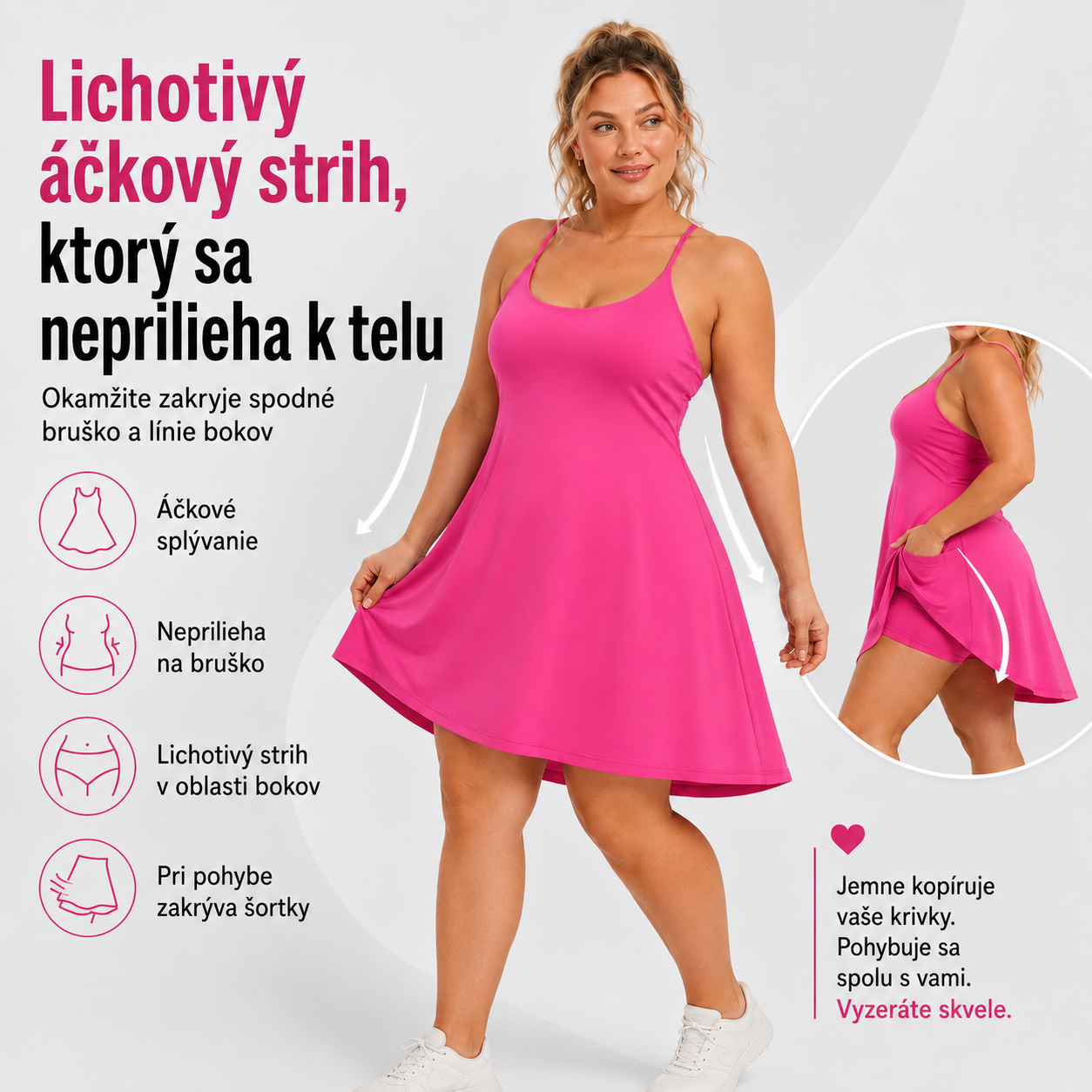 Športové šaty Free-Flow 3 v 1 s korekciou bruška