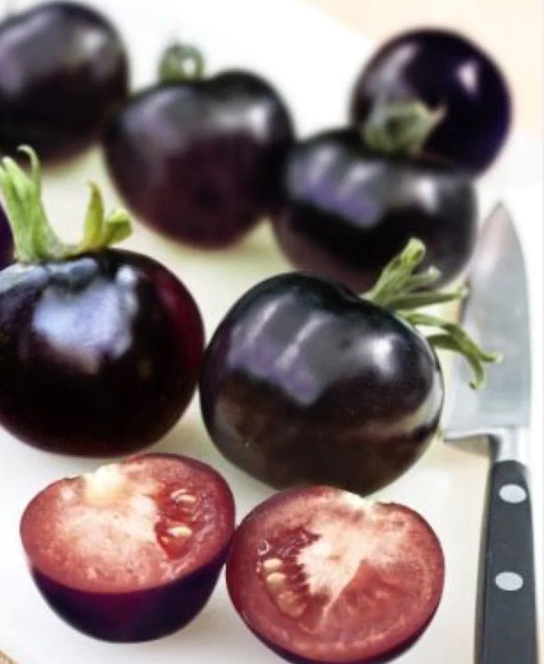 50/100 Organic Black Pearl Tomato Seeds, Heirloom, Non-GMO, Solanum Lycopersicum