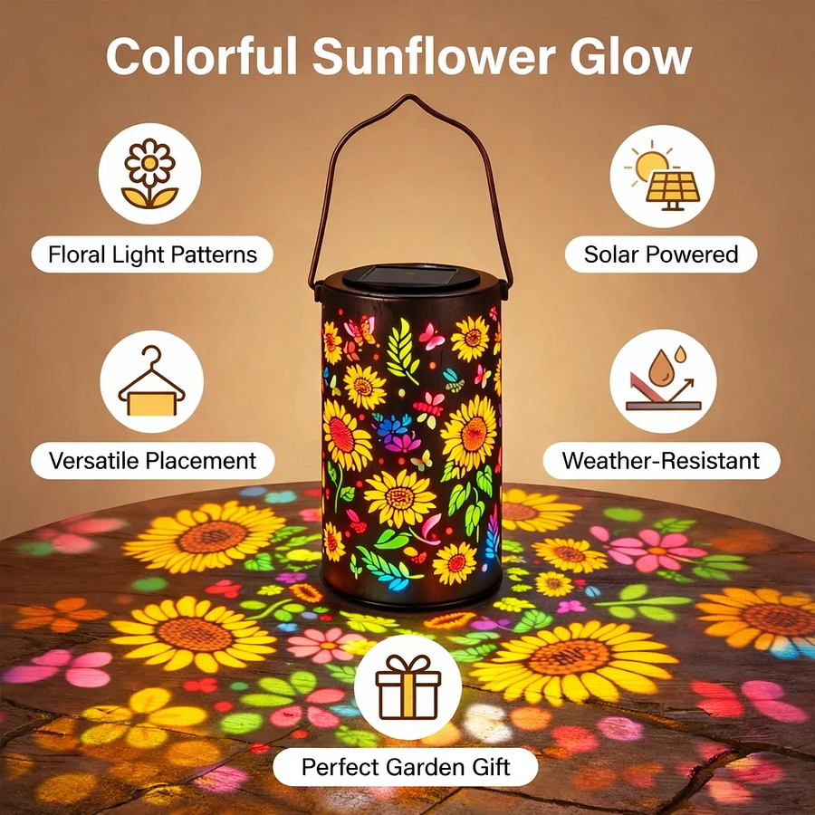 🔥HOT SALE 60% OFF-🌞Colorful Sunflower Glow Solar Garden Lantern