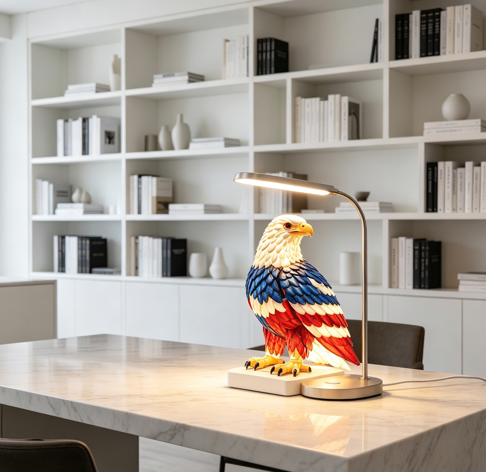 American Flag Color Eagle Table Lamp