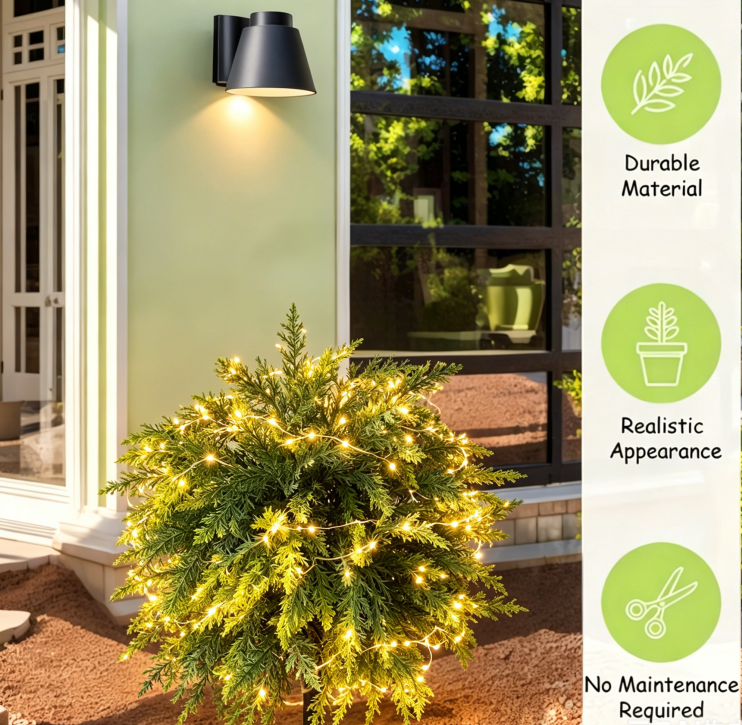 Lighted Faux Cypress Topiary