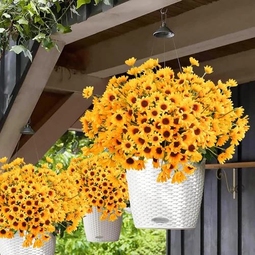 6 Bundles Artificial Sunflowers Daisy Mums UV Resistant for Home Wedding Garden - Picture 4 of 12