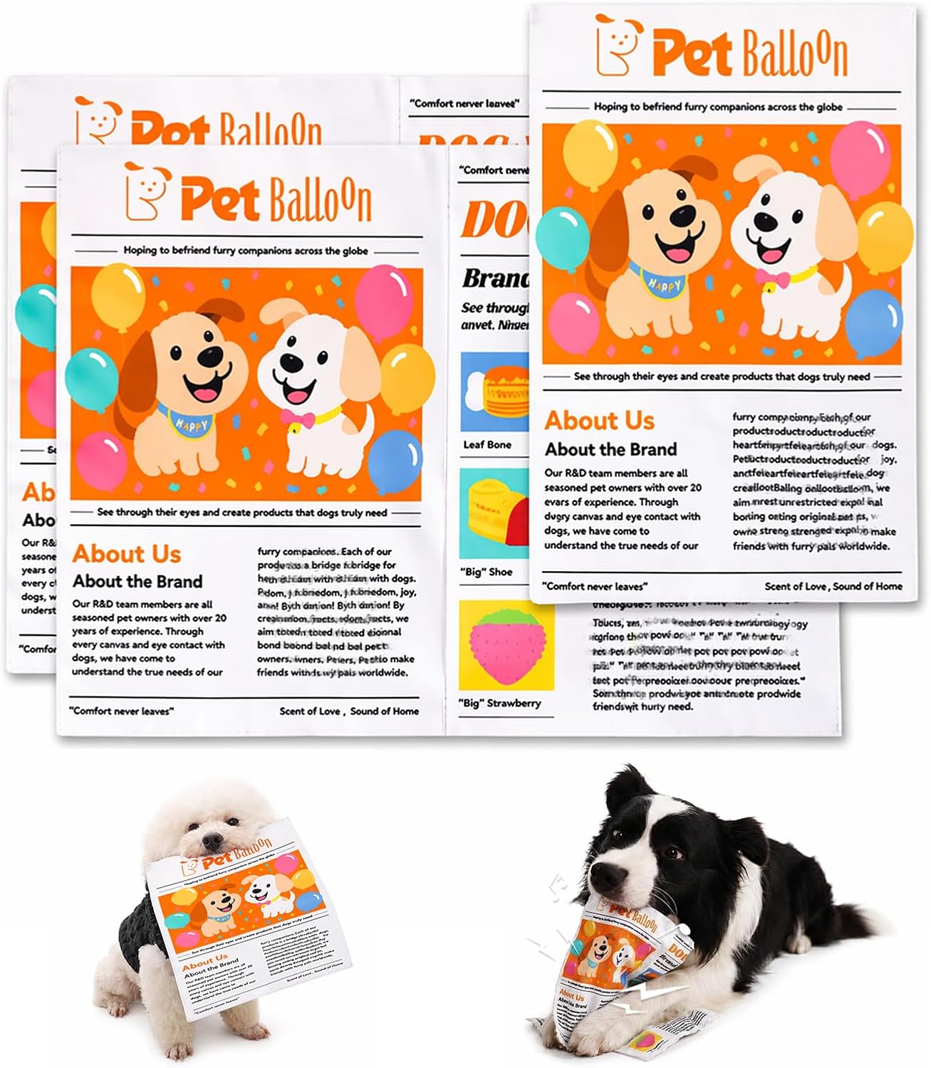 Dog Newspaper Crinkle Toy（3 Pack）