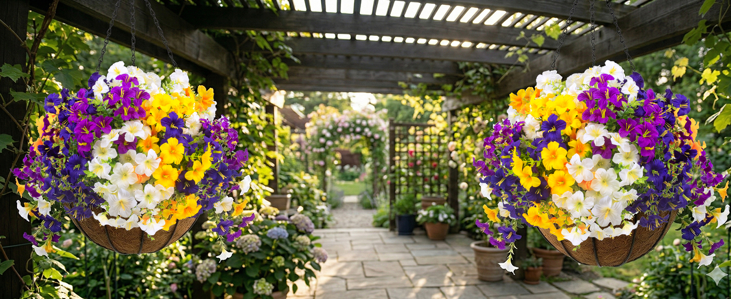 petunias flowers baskets