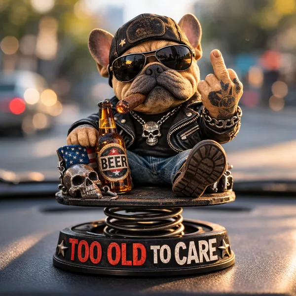 Grumpy “Too Old to Care” Bobblehead – Fun Spring-Loaded Car Dashboard Decor