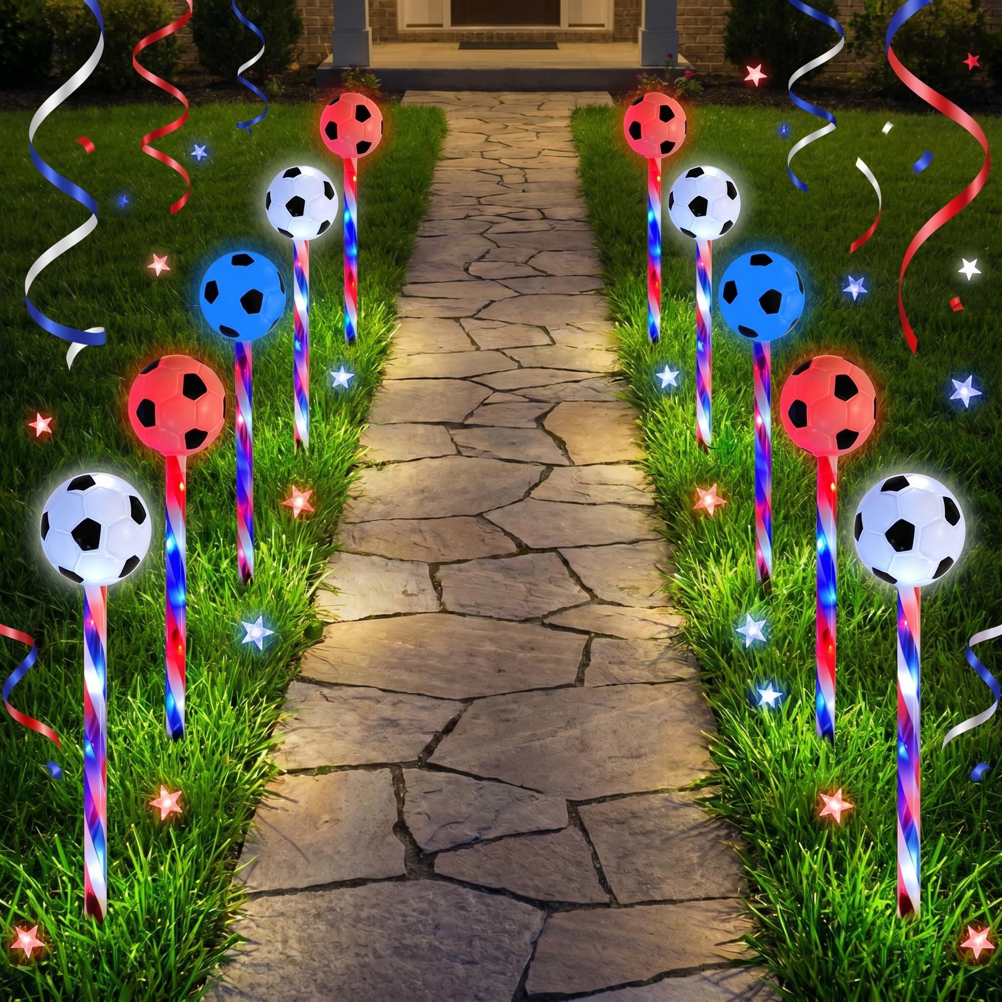 2026 USA-Canada-Mexico Soccer Tournament, Solar-Powered Soccer Lights, Soccer Party Decorative Lights, 8 Lighting Modes, IP44 Water Resistance Rating, Ideal for soccer field turf, paths, driveways, garden decor, and patio lighting 2026 USA-Canada-Mexico Soccer Tournament, Solar-Powered Soccer Lights, Soccer Party Decorative Lights, 8 Lighting Modes, IP44 Water Resistance Rating, Ideal for soccer field turf, paths, driveways, garden decor, and patio lighting