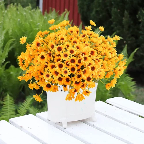 6 Bundles Artificial Sunflowers Daisy Mums UV Resistant for Home Wedding Garden - Picture 9 of 12