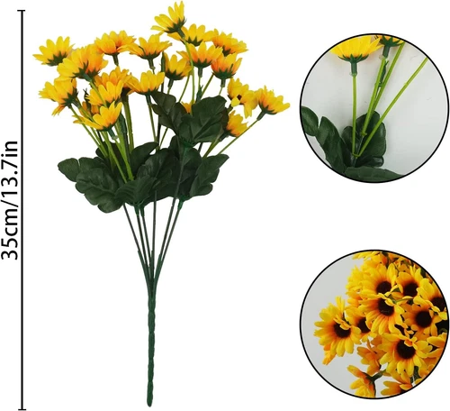 6 Bundles Artificial Sunflowers Daisy Mums UV Resistant for Home Wedding Garden - Picture 12 of 12