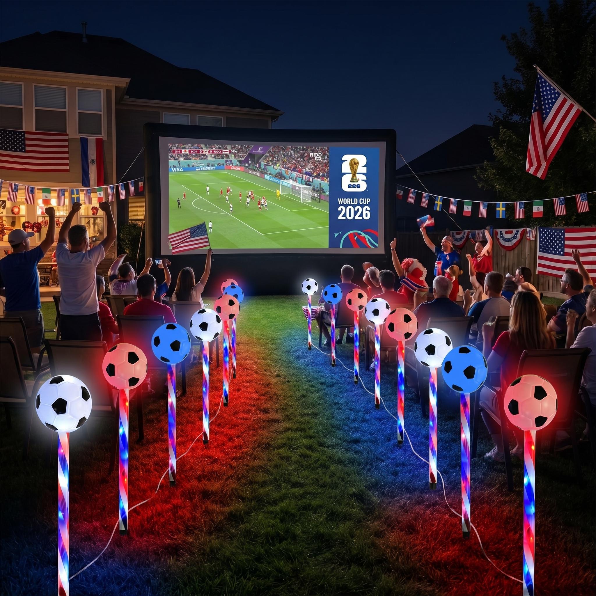 2026 USA-Canada-Mexico Soccer Tournament, Solar-Powered Soccer Lights, Soccer Party Decorative Lights, 8 Lighting Modes, IP44 Water Resistance Rating, Ideal for soccer field turf, paths, driveways, garden decor, and patio lighting 2026 USA-Canada-Mexico Soccer Tournament, Solar-Powered Soccer Lights, Soccer Party Decorative Lights, 8 Lighting Modes, IP44 Water Resistance Rating, Ideal for soccer field turf, paths, driveways, garden decor, and patio lighting