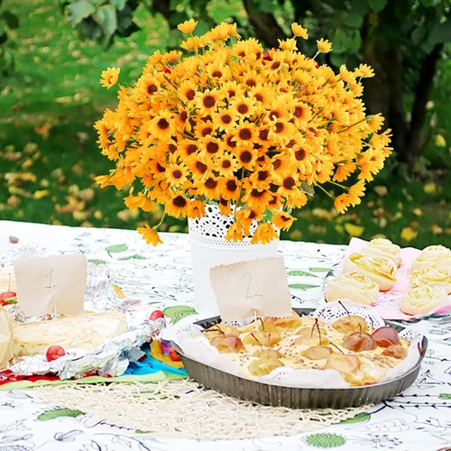 6 Bundles Artificial Sunflowers Daisy Mums UV Resistant for Home Wedding Garden - Picture 10 of 12