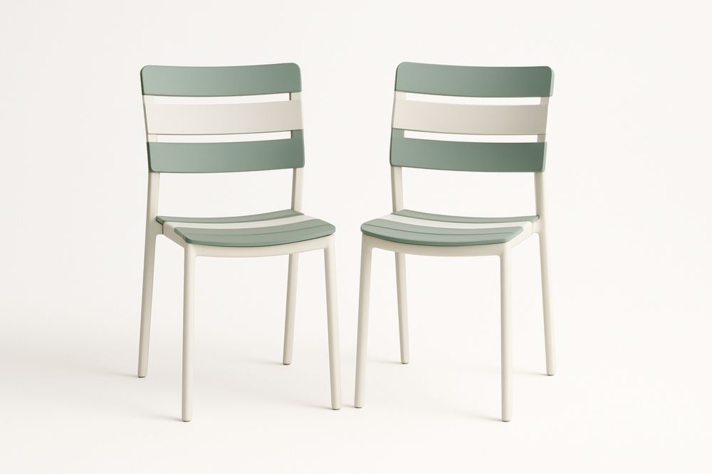 Kültéri szék szett polipropilén zöld/fehér 2 darabos