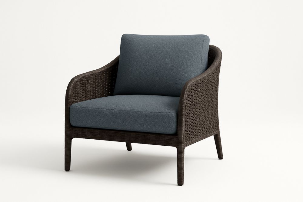 Kültéri rattan szék poliészter párnával 65x75x85 cm Barna/Kék