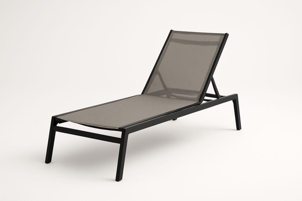 Kültéri napozóágy alumínium keret hálós szövet fekete 200x65x40 cm