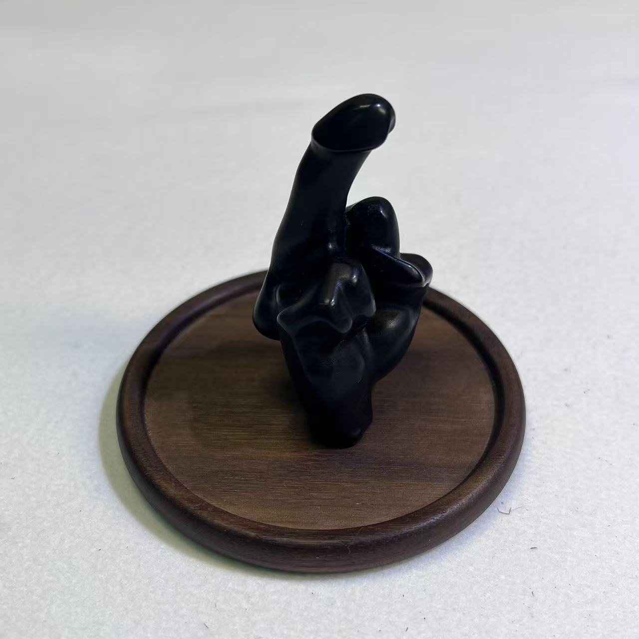 Natural Black Obsidian Middle Finger Carving, Funny Edgy Crystal Decor, Hand-Carved Sassy Desk Ornament, Protection Stone
