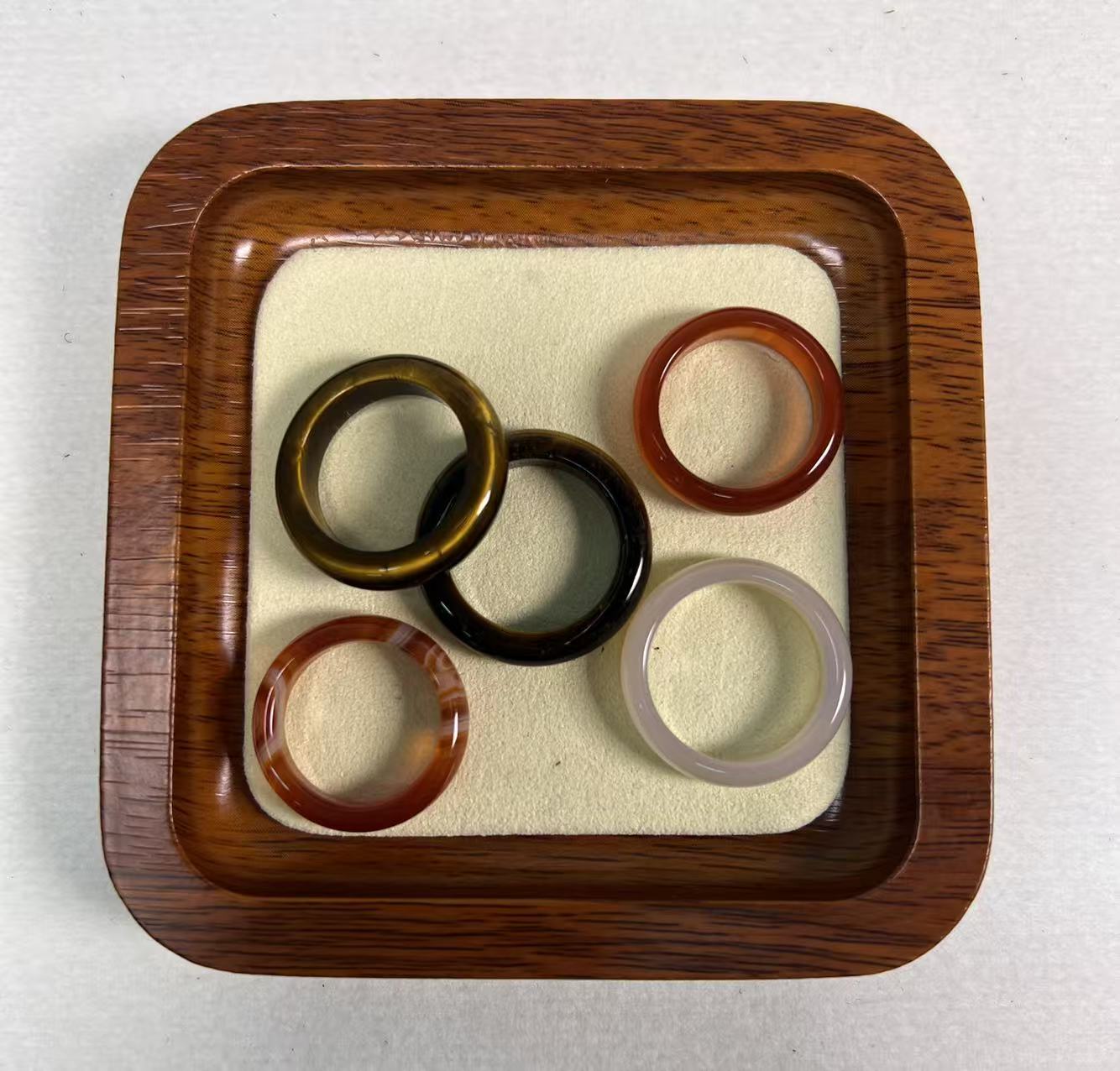 Natural Crystal & Agate Band Rings, Minimalist Stackable Jewelry, Hand-Polished Gemstone Rings, Multiple Styles & Sizes Available