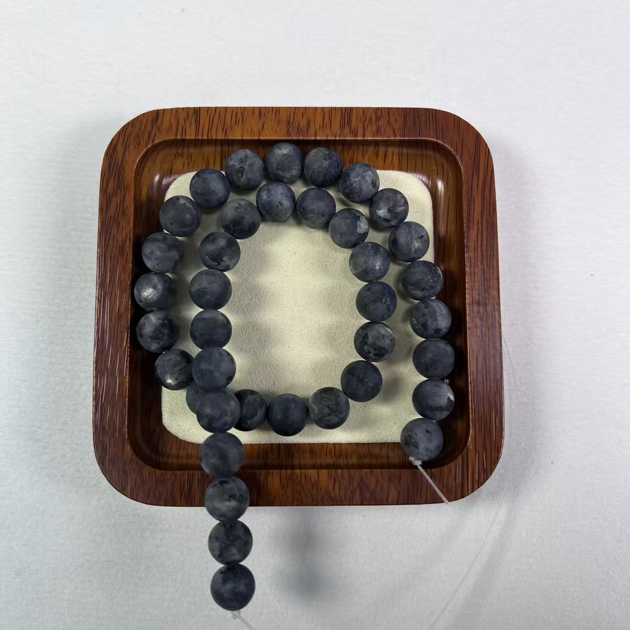 Natural Matte Gray Black Stone Beaded Bracelet, Frosted Dark Gemstone Healing Jewelry for Grounding, Protection & Balance, Minimalist Unisex Stretch Bracelet