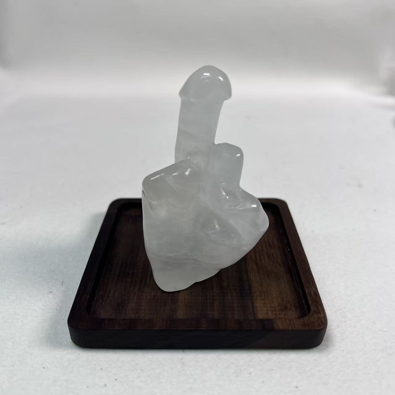 Natural Clear Quartz Middle Finger Carving, Funny Edgy Crystal Decor, Hand-Carved Sassy Desk Ornament, Energy Cleansing Stone