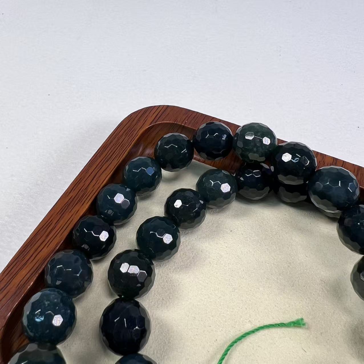 Natural Dark Green Jade Faceted Beaded Bracelet, Deep Green Gemstone Healing Jewelry for Grounding, Protection & Abundance, Boho Stretch Bracelet
